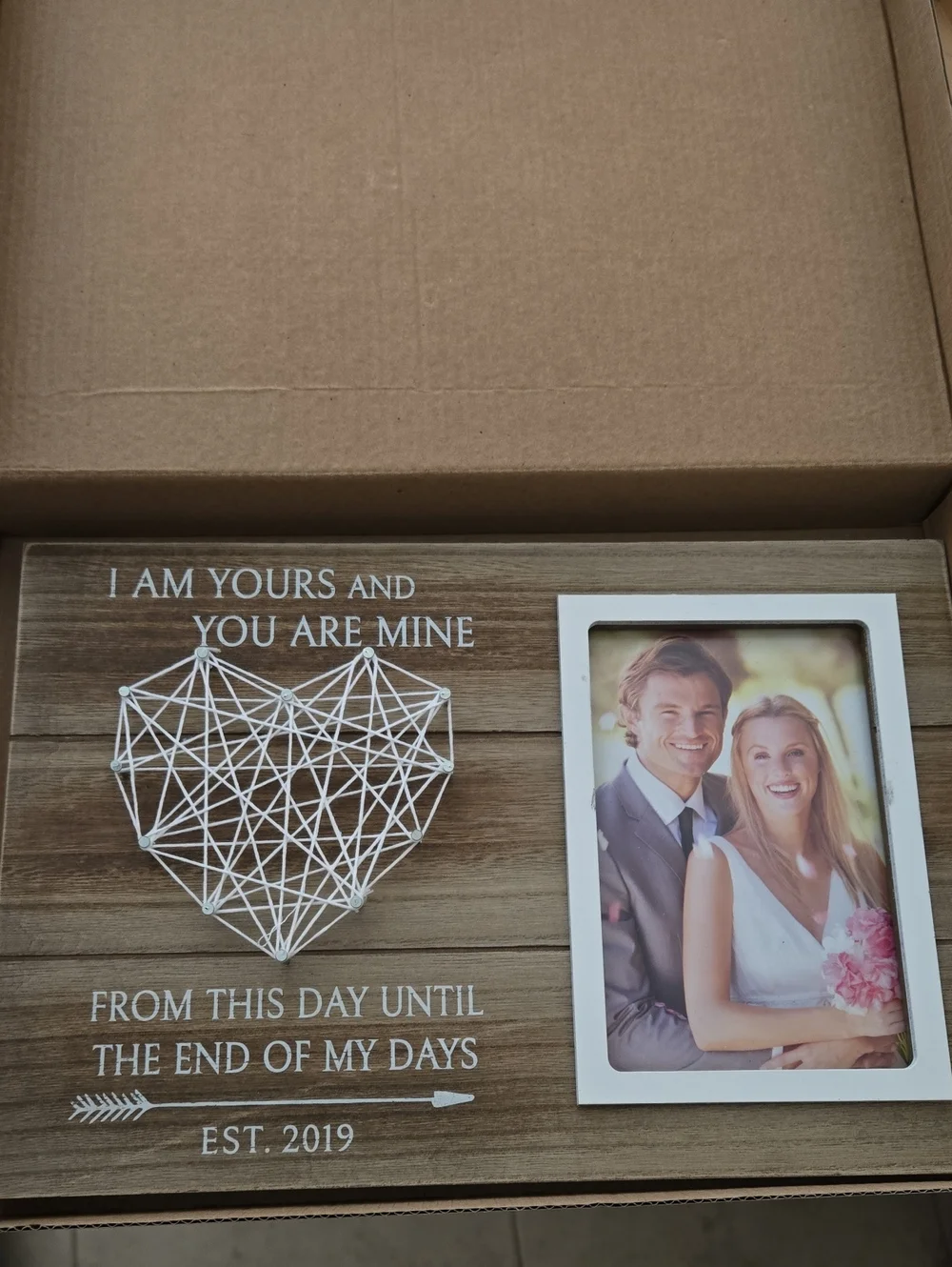 NiB Art Picture Frame Wood 'I Am Yours & You Are Mine' Heart Photo Frame 2019